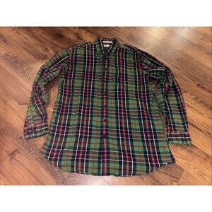 LL Bean Plaid Flannel Shirt Men’s Size Large Tall 100% Cotton